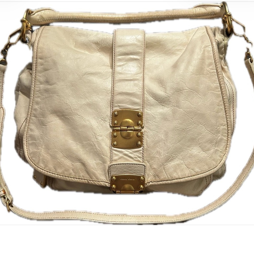 Miu Miu Cream Leather Shoulder Bag
